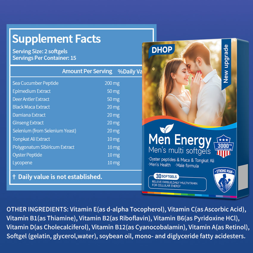🏆Bestseller⚡ Hot Deal!✨DHOP Men's Energy Multi Softgels: Complete Male Nutrition, Energy & Vitality Enhancement-1T