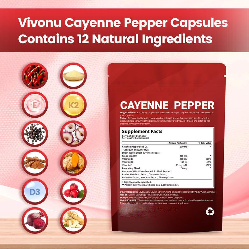 🏆Flash Sale⚡ 100K+ SOLD! 🏆Cayenne Pepper Softgels Supplement-T1